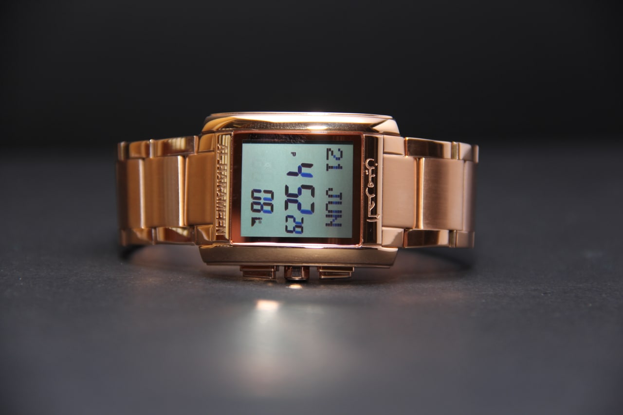 JAM TANGAN KIBLAT HARAMEEN STAINLESS STEEL SQUARE