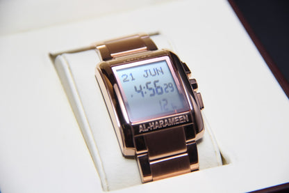 JAM TANGAN KIBLAT HARAMEEN STAINLESS STEEL SQUARE