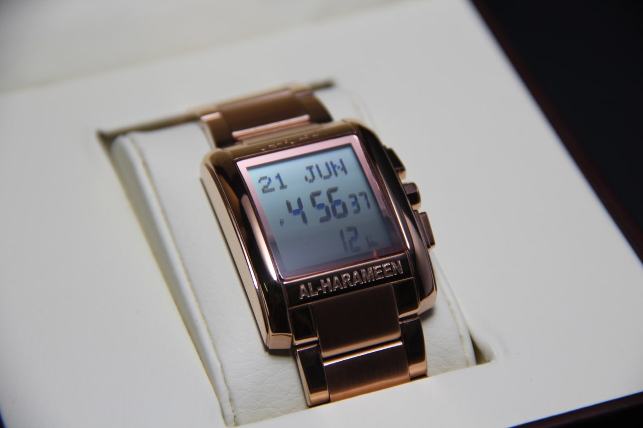 JAM TANGAN KIBLAT HARAMEEN STAINLESS STEEL SQUARE