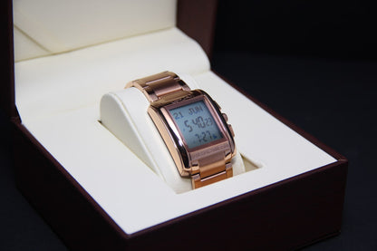 JAM TANGAN KIBLAT HARAMEEN STAINLESS STEEL SQUARE