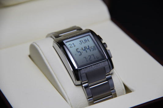 JAM TANGAN KIBLAT HARAMEEN STAINLESS STEEL SQUARE