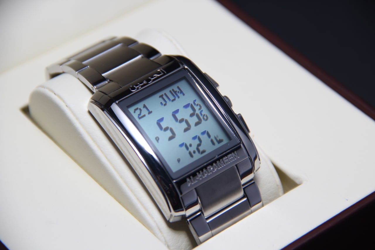 JAM TANGAN KIBLAT HARAMEEN STAINLESS STEEL SQUARE