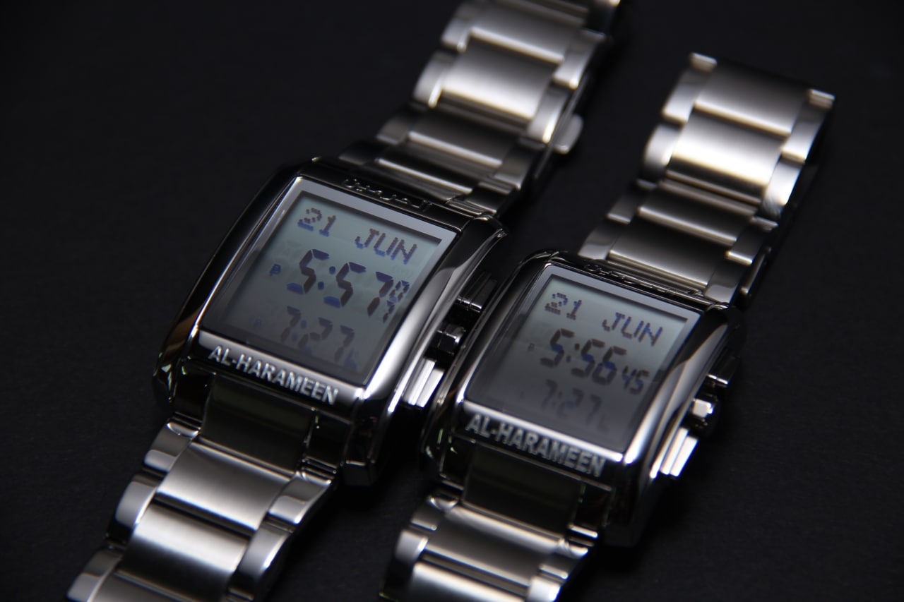 JAM TANGAN KIBLAT HARAMEEN STAINLESS STEEL SQUARE
