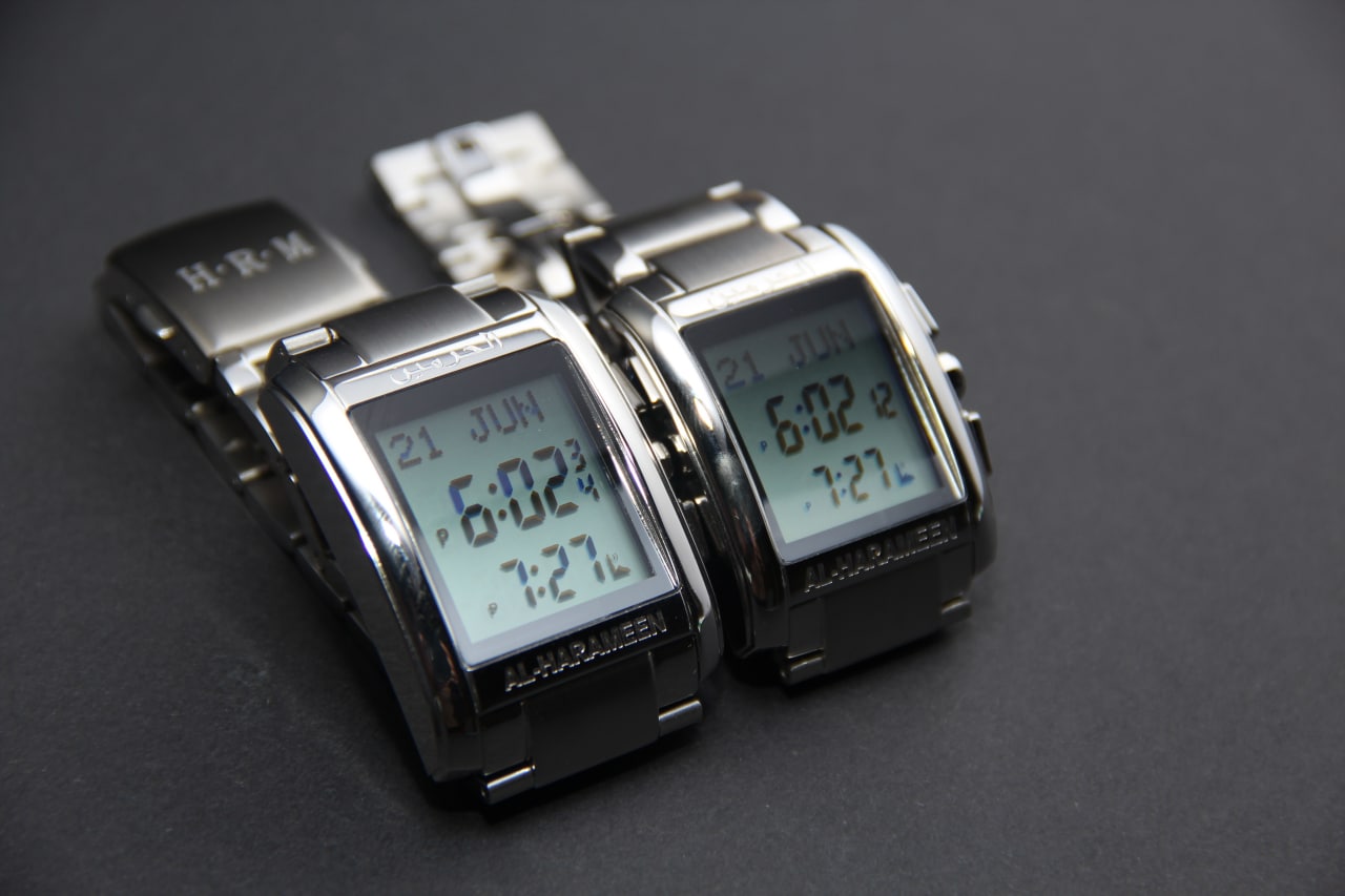 JAM TANGAN KIBLAT HARAMEEN STAINLESS STEEL SQUARE