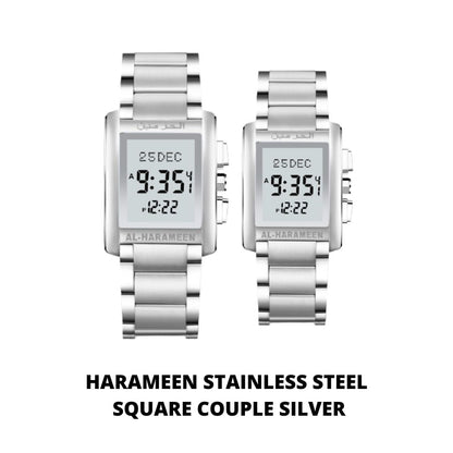 JAM TANGAN KIBLAT HARAMEEN STAINLESS STEEL SQUARE