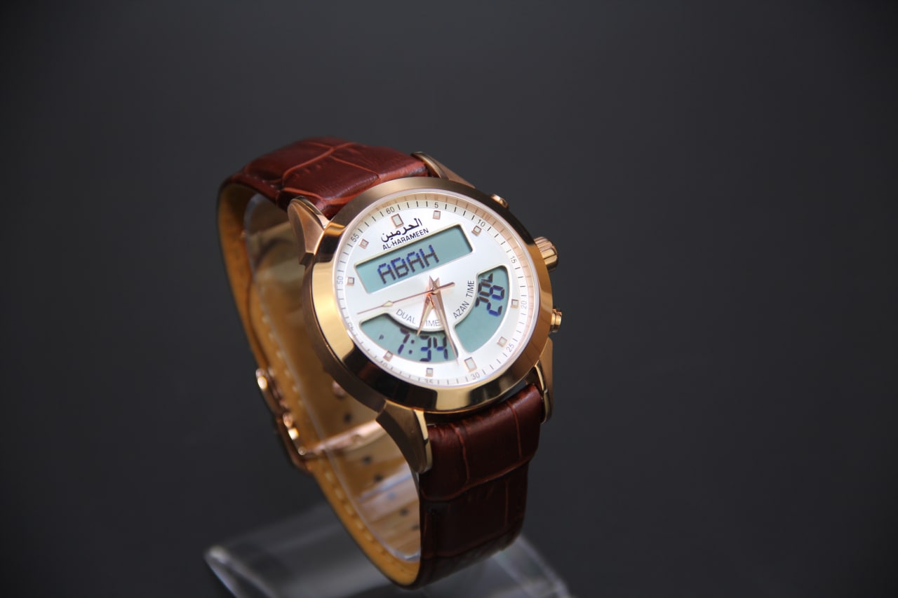 JAM TANGAN KIBLAT HARAMEEN  HA-6102 MEN (BUTTERFLY BUCKLE)