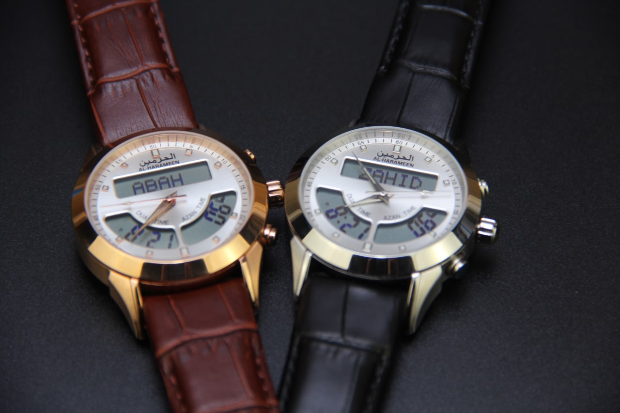 JAM TANGAN KIBLAT HARAMEEN  HA-6102 MEN (BUTTERFLY BUCKLE)
