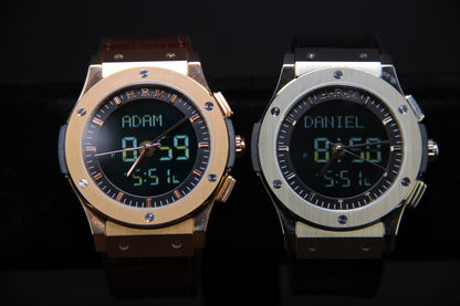 JAM TANGAN KIBLAT HARAMEEN  HA-6108 MEN LEATHER (BUTTERFLY BUCKLE)