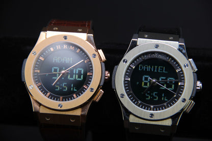 JAM TANGAN KIBLAT HARAMEEN  HA-6108 MEN LEATHER (BUTTERFLY BUCKLE)