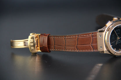 JAM TANGAN KIBLAT HARAMEEN  HA-6108 MEN LEATHER (BUTTERFLY BUCKLE)
