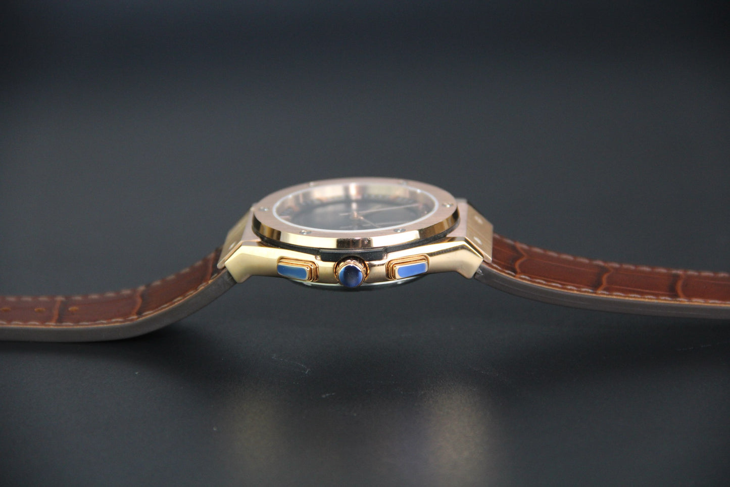 JAM TANGAN KIBLAT HARAMEEN  HA-6108 MEN LEATHER (BUTTERFLY BUCKLE)