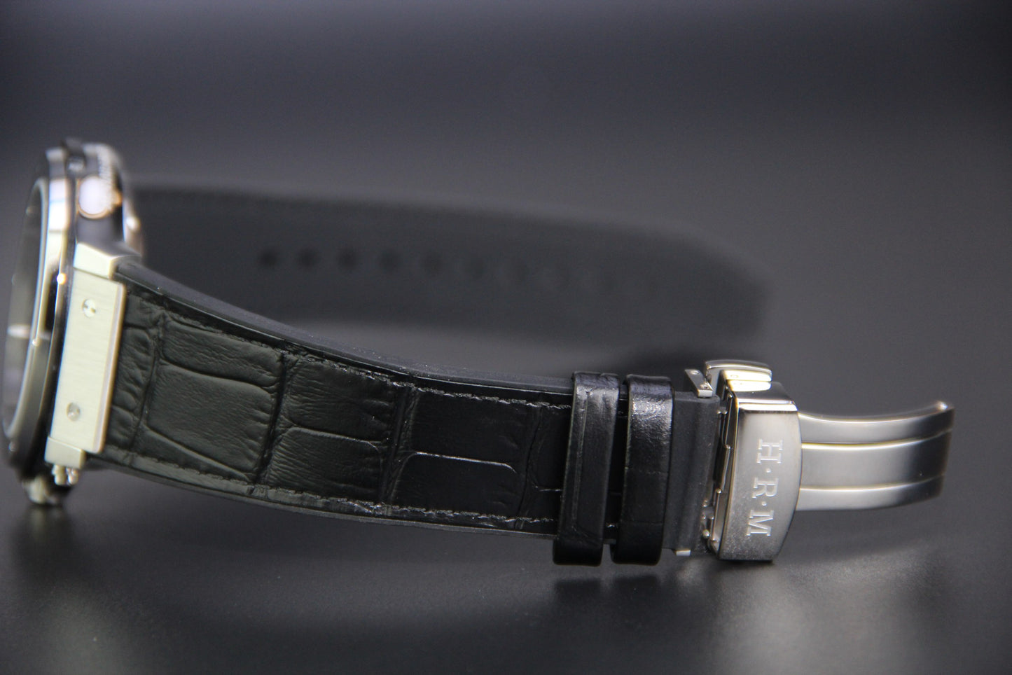 JAM TANGAN KIBLAT HARAMEEN  HA-6108 MEN LEATHER (BUTTERFLY BUCKLE)