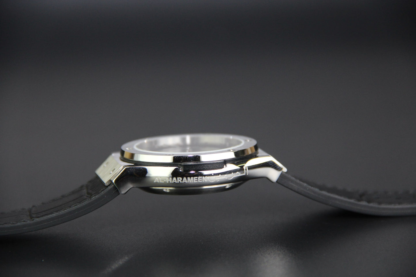 JAM TANGAN KIBLAT HARAMEEN  HA-6108 MEN LEATHER (BUTTERFLY BUCKLE)