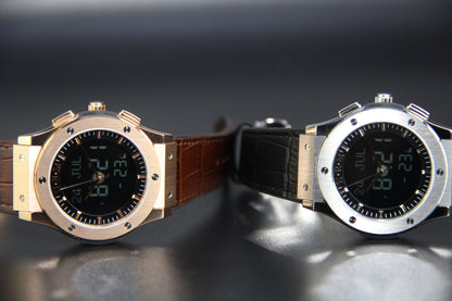 JAM TANGAN KIBLAT HARAMEEN  HA-6108 MEN LEATHER (BUTTERFLY BUCKLE)