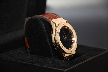 JAM TANGAN KIBLAT HARAMEEN  HA-6108 MEN LEATHER (BUTTERFLY BUCKLE)