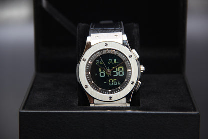 JAM TANGAN KIBLAT HARAMEEN  HA-6108 MEN LEATHER (BUTTERFLY BUCKLE)